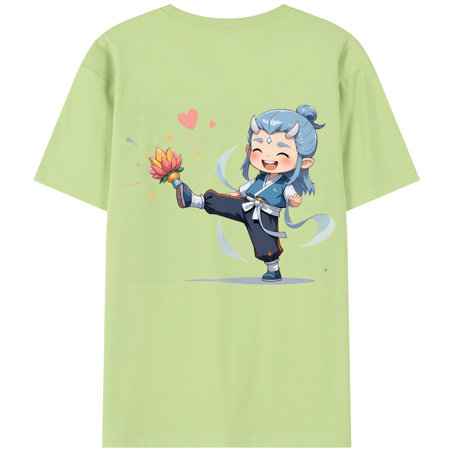 （画像用） Ne Zha 2 ナタ 魔童の大暴れ 綿100％半袖Tシャツ（背面プリント）